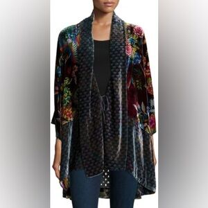 Johnny Was Dream Kimono Silk Velvet Burnout Duster Jacket Shawl Floral Boho